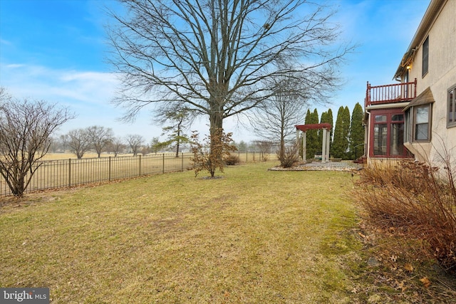 view of yard with a fenced backyard