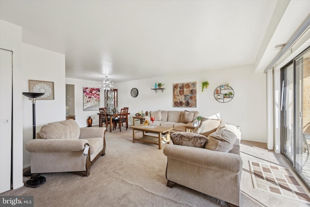 living room with light carpet