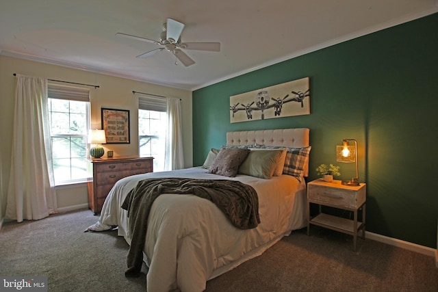 15516 Wigeon Way, Woodbridge, VA 22191 - bedroom with crown molding, carpet floors, ceiling fan, and baseboards