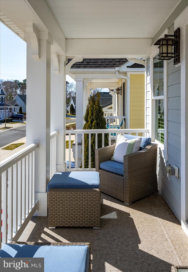 balcony featuring a porch