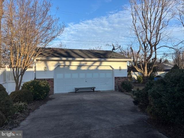 view of detached garage