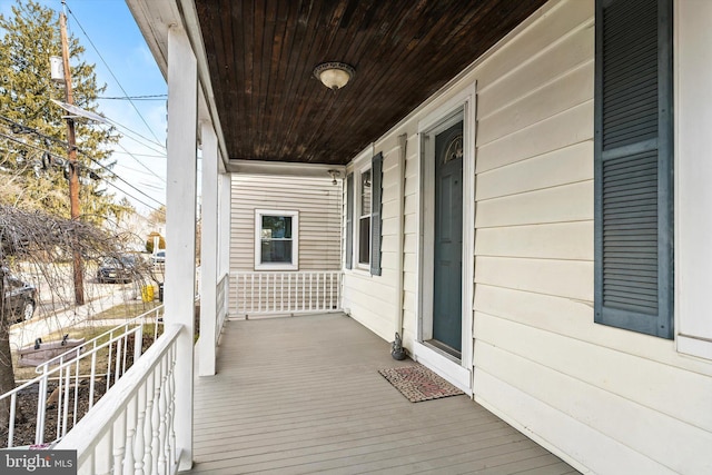 deck featuring covered porch