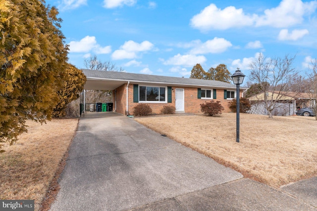 single story home featuring a carport