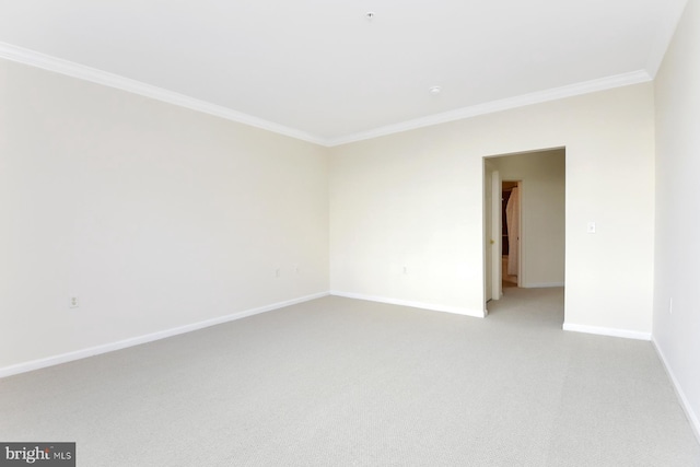 carpeted spare room featuring ornamental molding