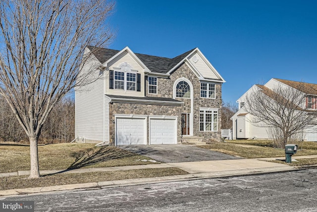 front facade with a garage