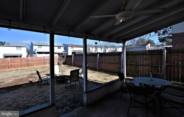 view of patio with ceiling fan