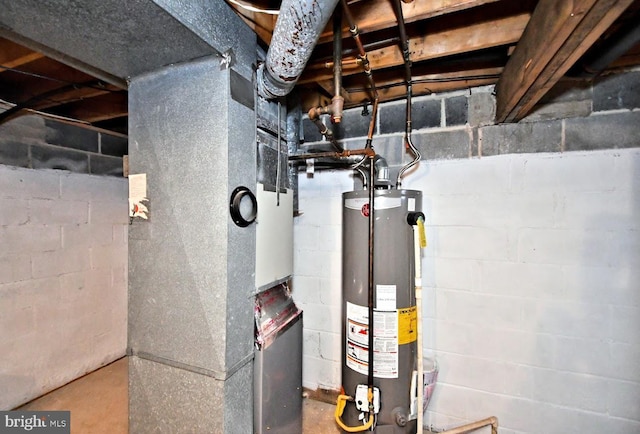 utilities featuring gas water heater and heating unit