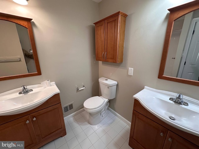 bathroom featuring tile patterned floors, toilet, and vanity