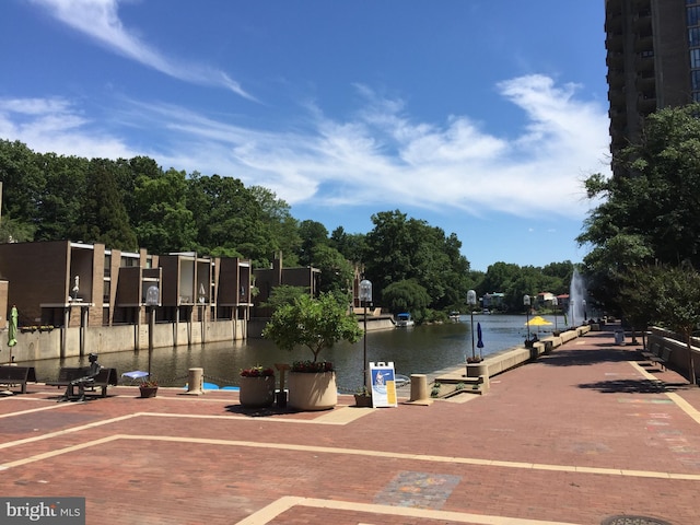 view of community featuring a water view