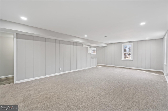 basement featuring carpet