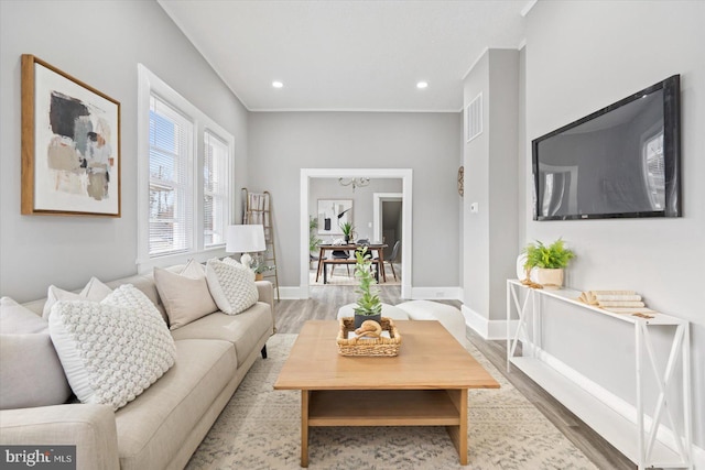 living room featuring hardwood / wood-style floors