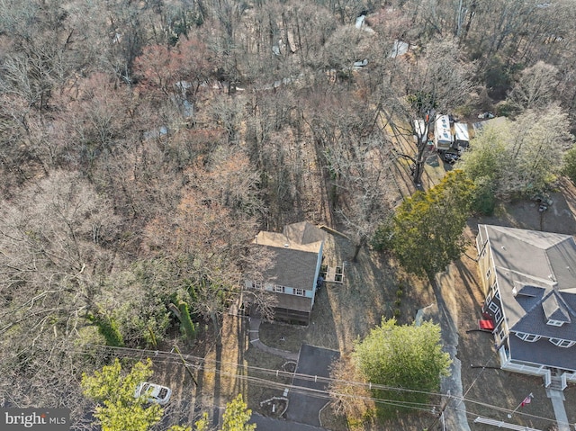 aerial view featuring a forest view