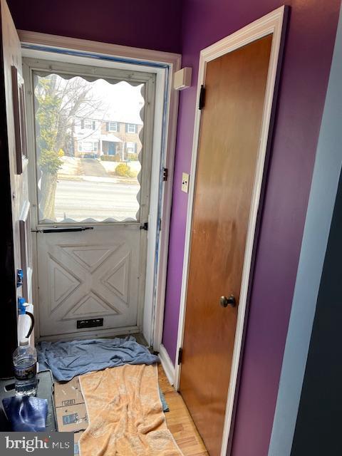 entryway featuring light wood finished floors