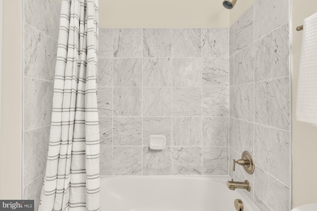 full bath featuring shower / bath combination with curtain