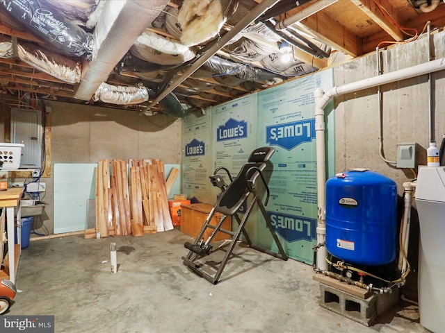 unfinished below grade area featuring electric panel