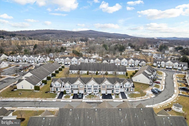 aerial view with a residential view and a mountain view