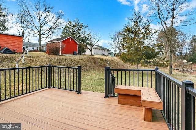 deck featuring an outbuilding