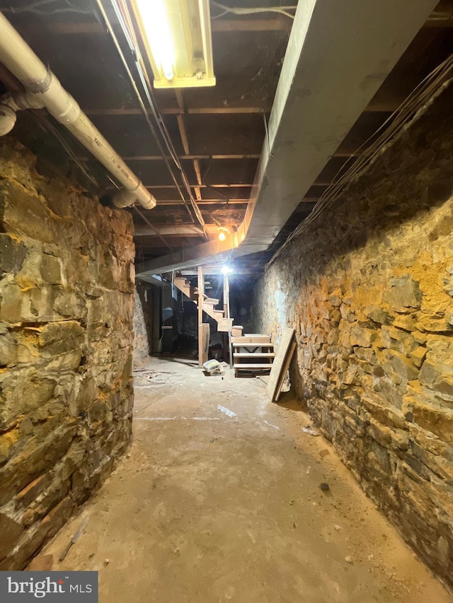 view of unfinished basement