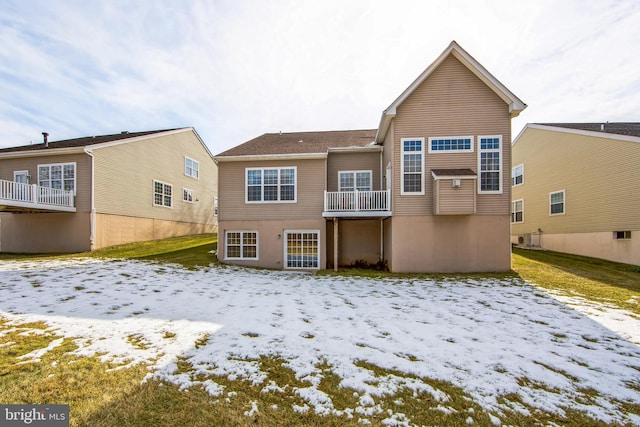 view of snow covered property