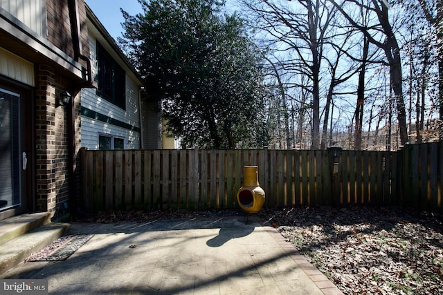 view of yard with a patio and a fenced backyard