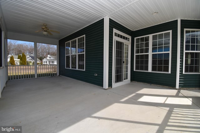 view of patio featuring a porch and ceiling fan