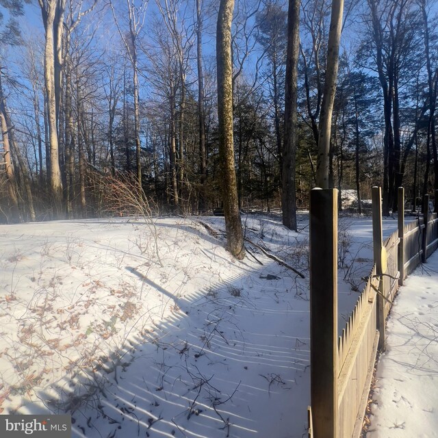 view of yard layered in snow