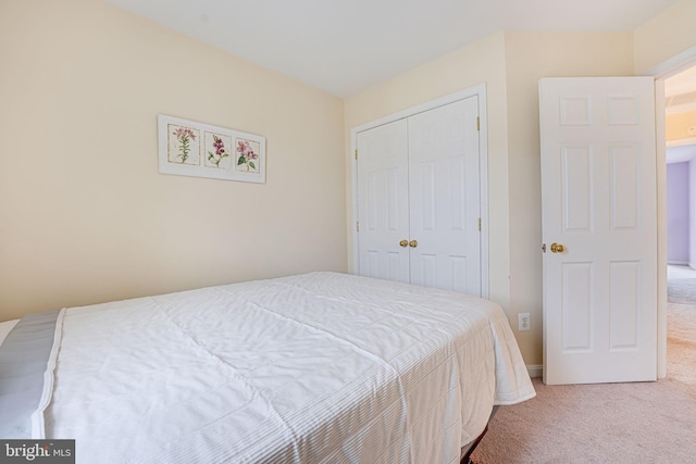 bedroom with a closet and carpet flooring