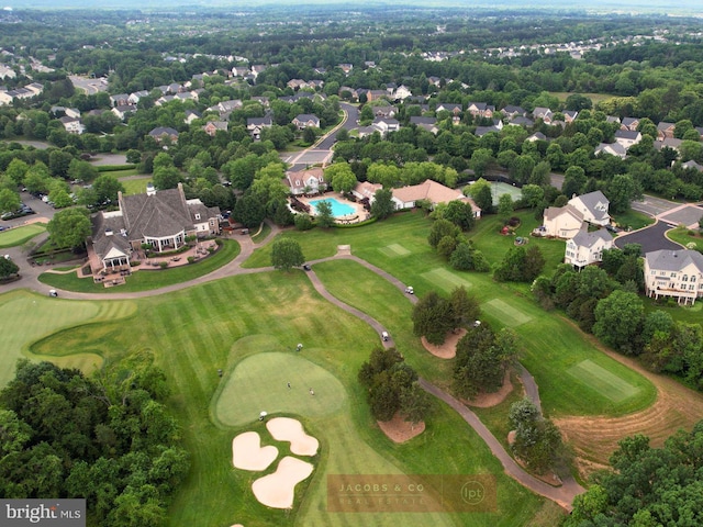 bird's eye view with a residential view and golf course view