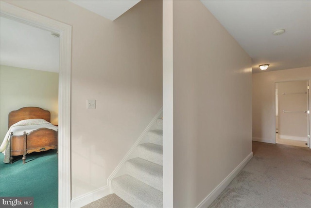 staircase with carpet and baseboards
