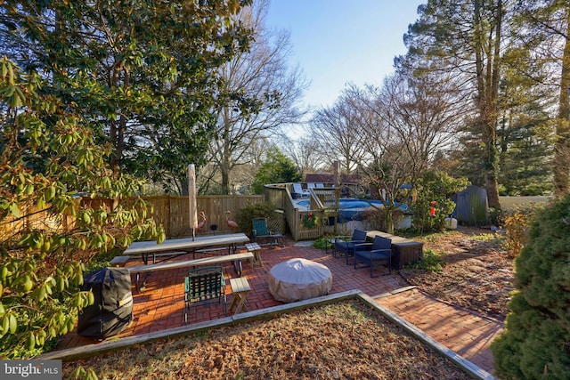 view of patio featuring a fenced backyard