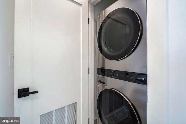 1605 Holbrook NE Unit 4, Washington, DC 20002 - washroom with stacked washer and dryer and laundry area