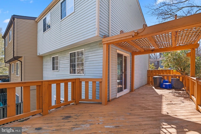 deck featuring a pergola