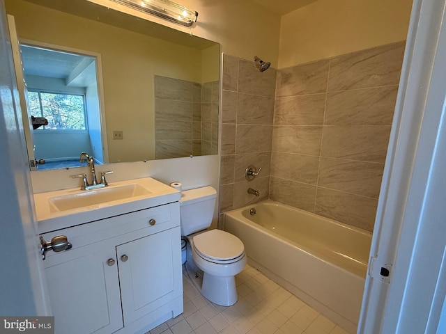 full bath featuring toilet, shower / washtub combination, and vanity