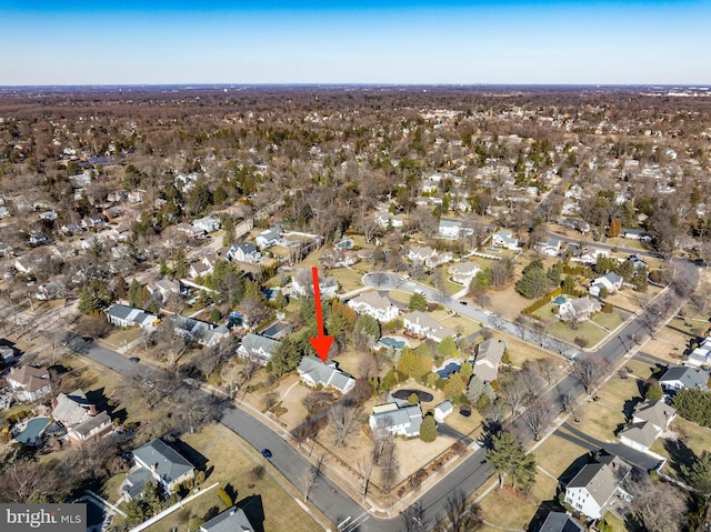 bird's eye view with a residential view