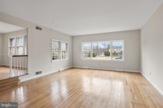 interior space with plenty of natural light, visible vents, and light wood-style floors