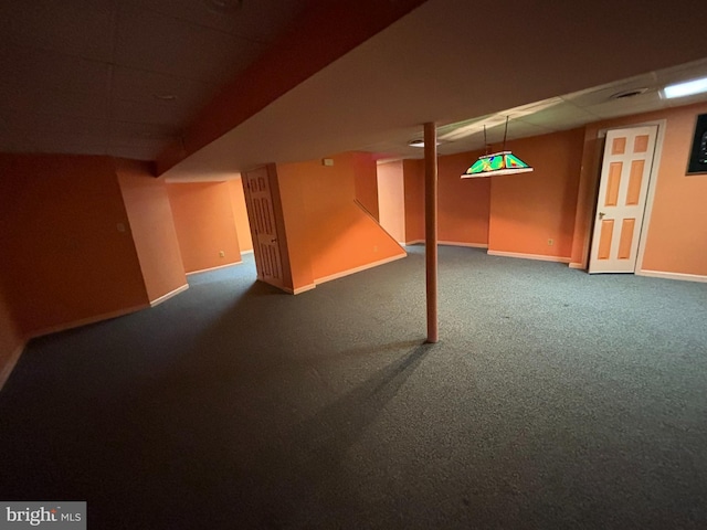 finished basement with carpet and baseboards