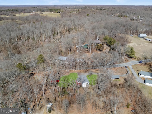 bird's eye view with a view of trees