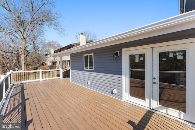 wooden terrace with french doors