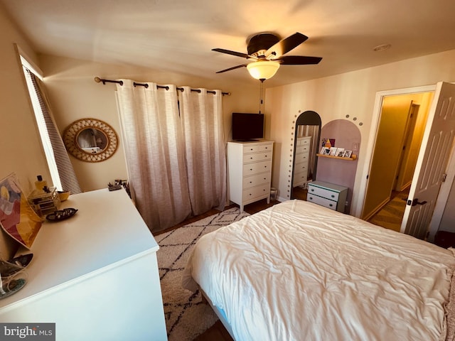 bedroom featuring ceiling fan