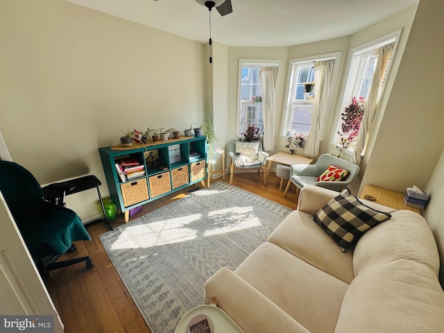 sitting room with wood finished floors