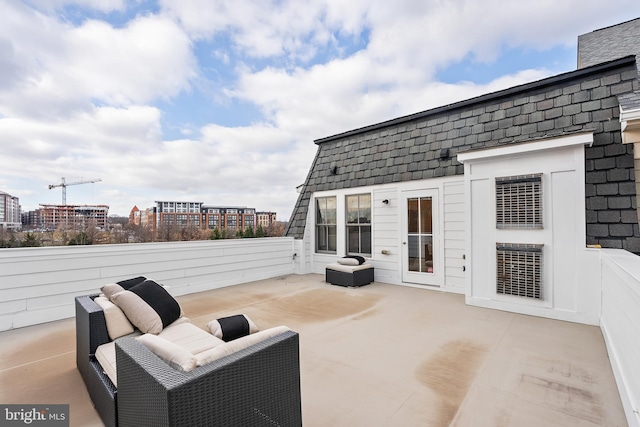 view of patio with a view of city