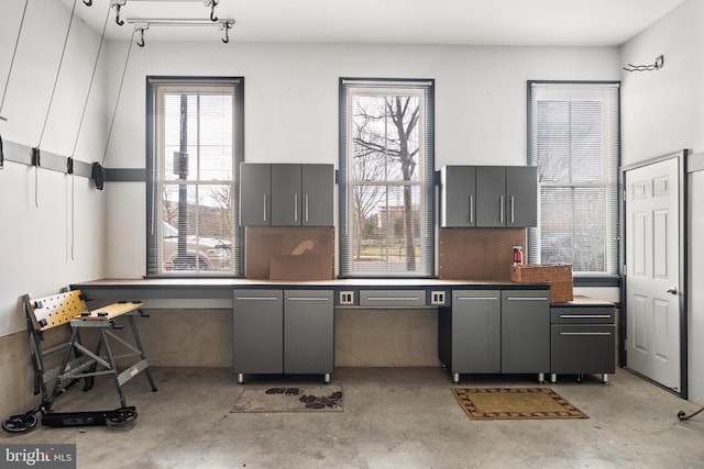 misc room featuring plenty of natural light and unfinished concrete floors