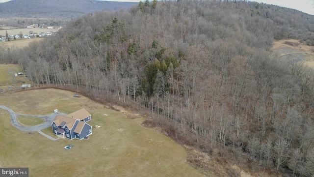 bird's eye view with a rural view and a forest view