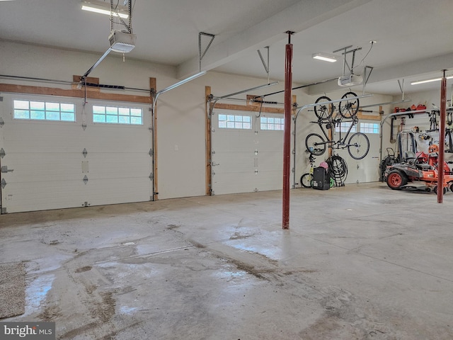 garage with a garage door opener