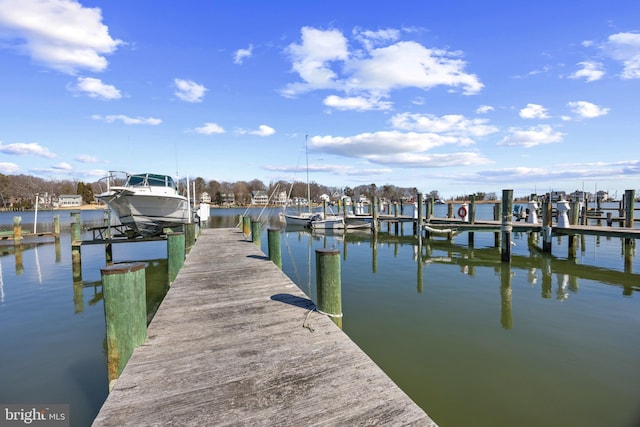 dock area featuring a water view and boat lift