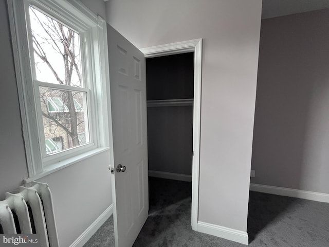 closet with radiator heating unit