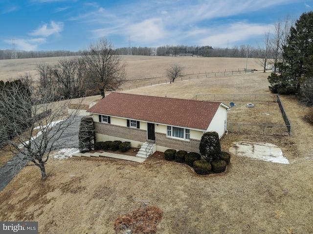 drone / aerial view with a rural view