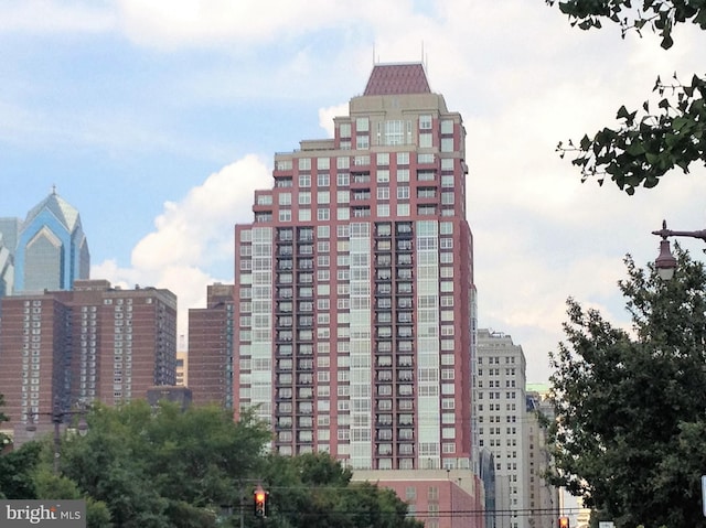 view of building exterior with a view of city