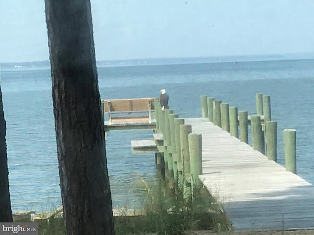 dock area featuring a water view