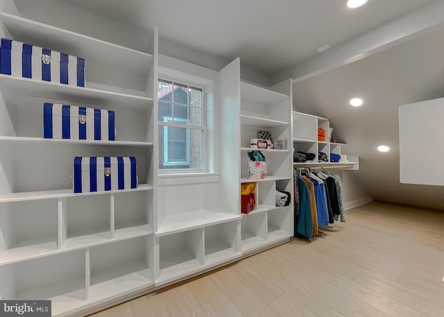 walk in closet featuring wood finished floors